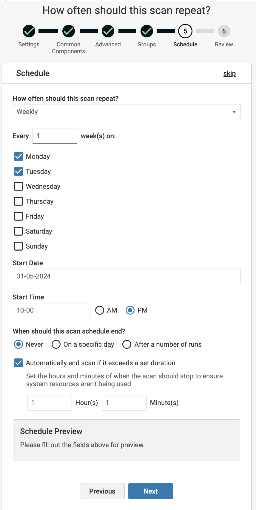 Programar un escaneo