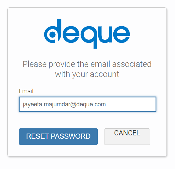 populating the Email address field and then selecting the SEND PASSWORD RESET EMAIL link