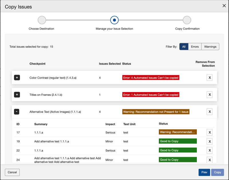 Menu a discesa Copia Problemi