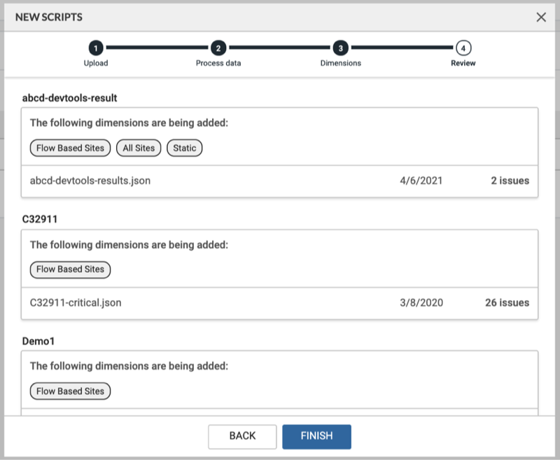 Script configuration review screen
