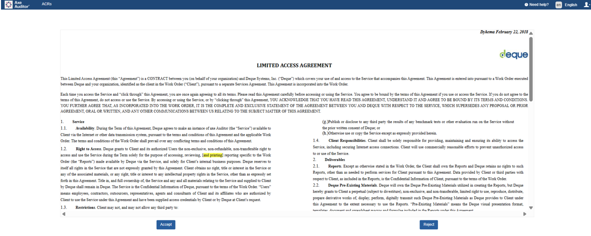 Limited Access Agreement