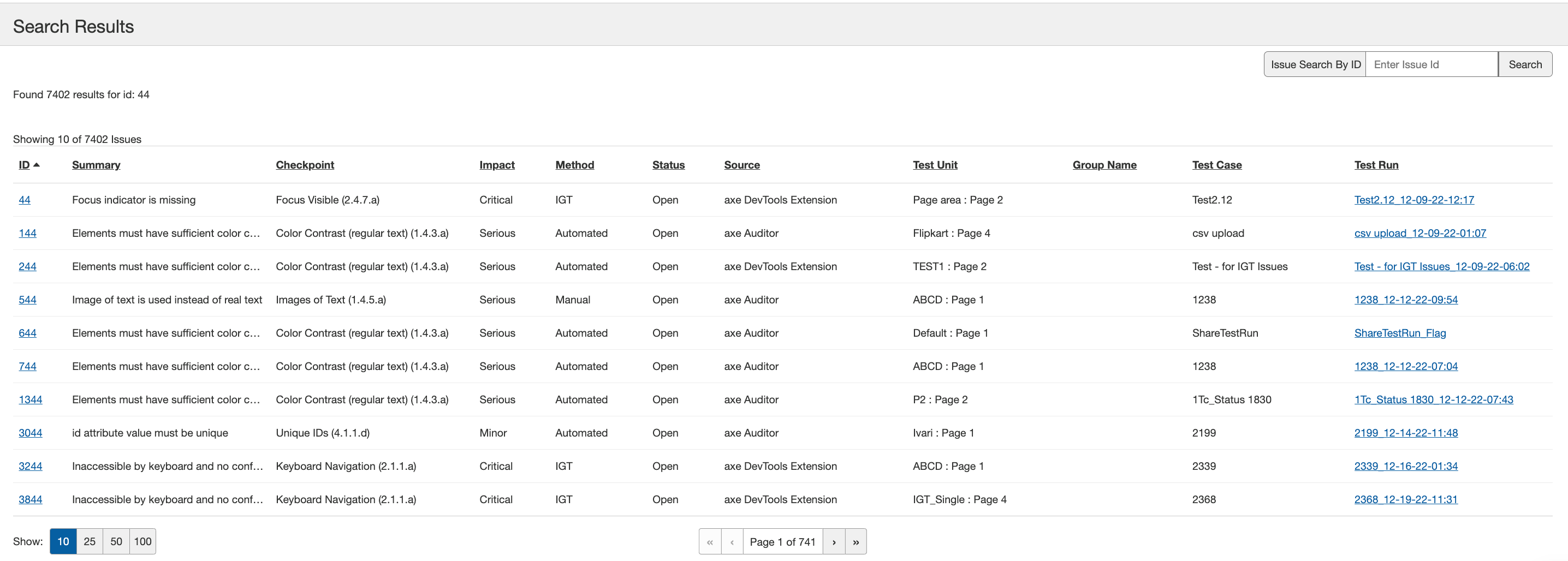 Beispiel für einen Startbildschirm mit Begrüßungsnachricht und Abschnitt „Ihre Testläufe“