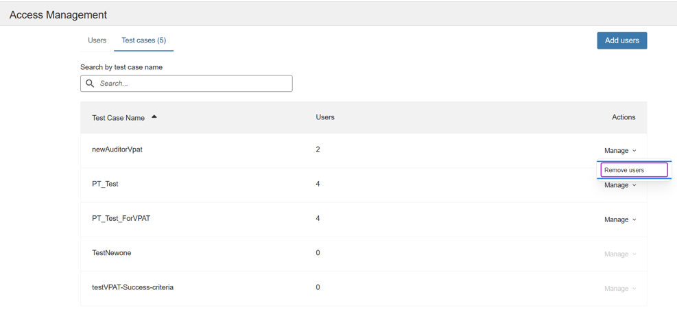Test Cases Page