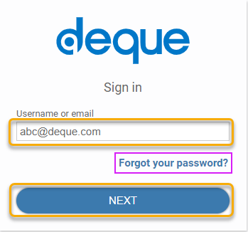 selecting the Forgot password? link on the axe Monitor Sign In page