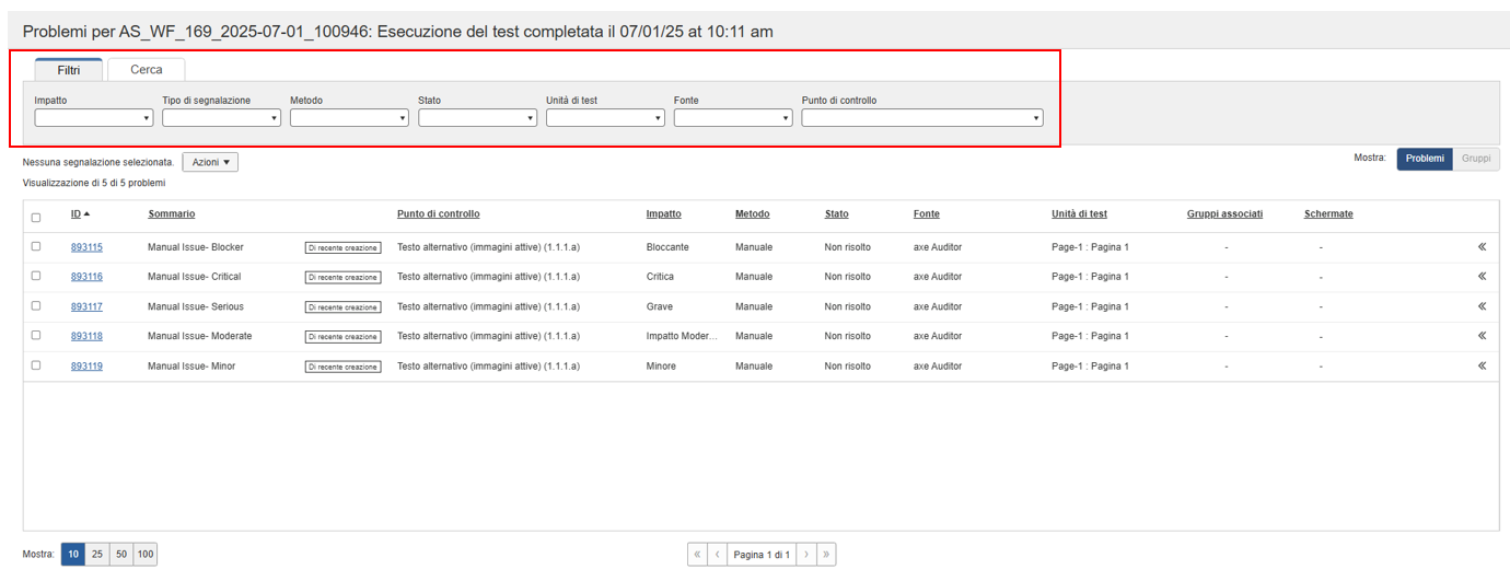 Viene visualizzato un elenco a discesa del filtro espanso con opzioni di caselle di controllo multiple selezionato