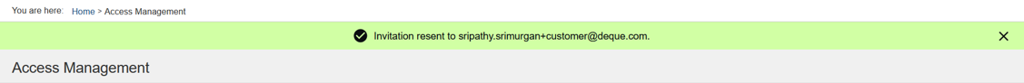 Resend Invitation Confirmation Screen