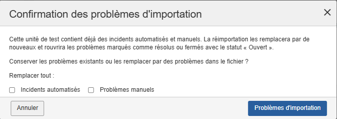Importation des problèmes IGT