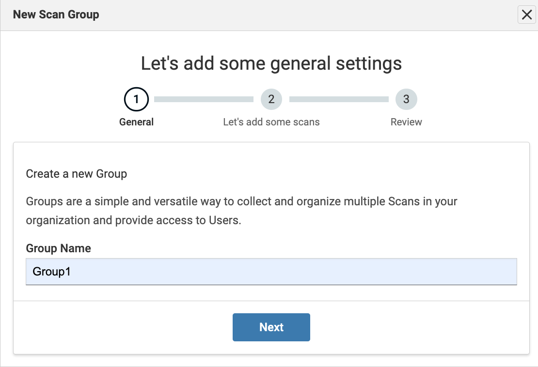 Crear nombre de grupo de escaneo