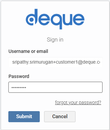 Deque Sign-in dialog