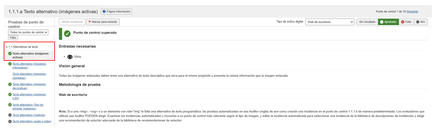 El botón Información de la página muestra información sobre la página