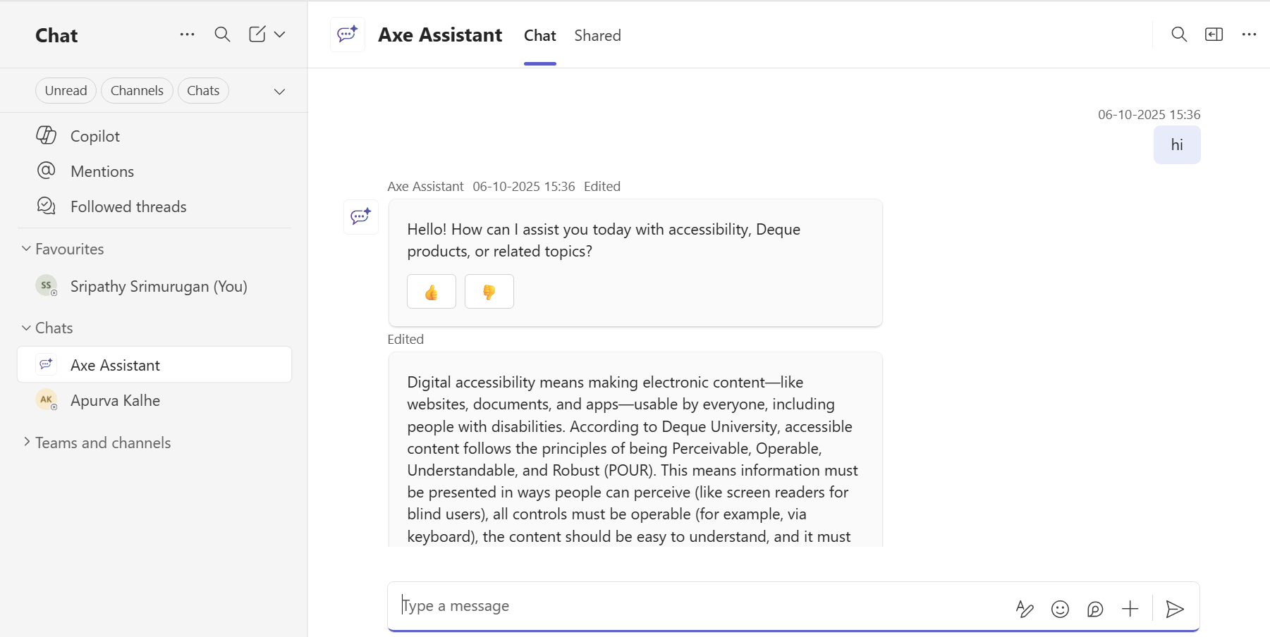 Axe Assistant Chat Page