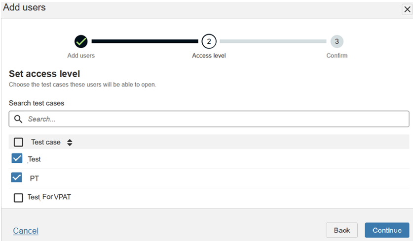 Set Access Level dialog