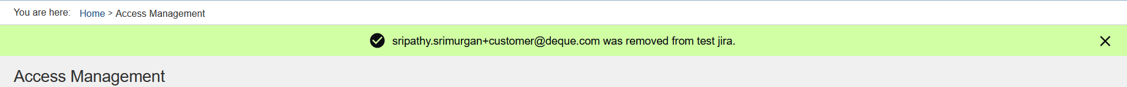 User Removed Confirmation Message