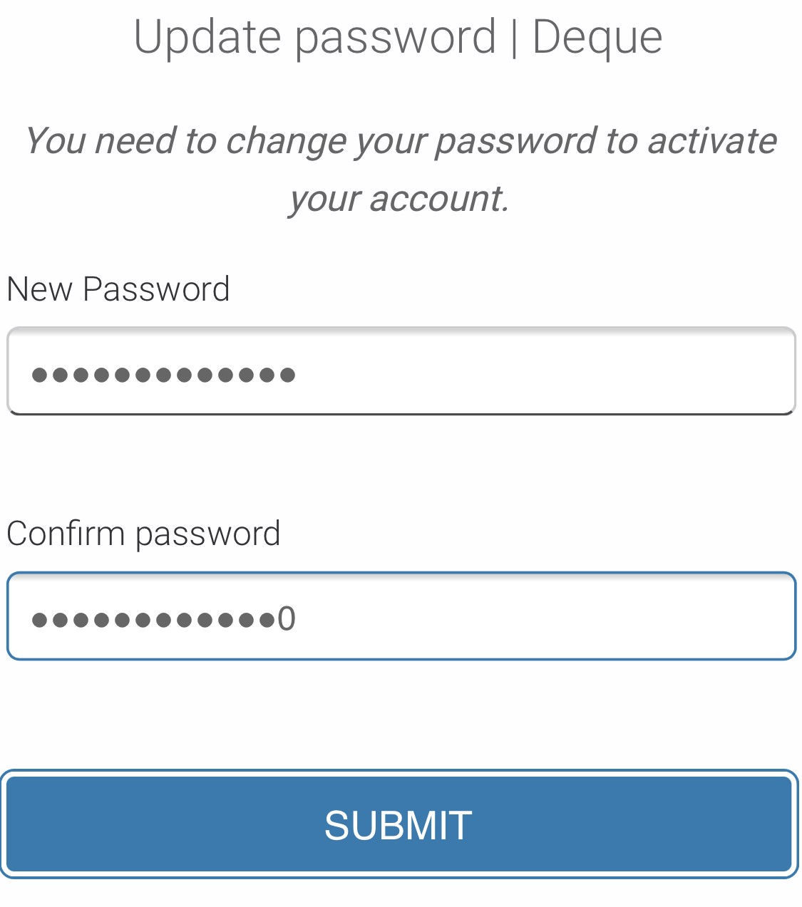 Enter email address to reset a forgotten password