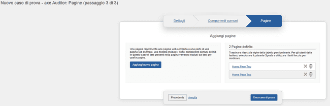 Attivazione del pulsante Aggiungi pagina