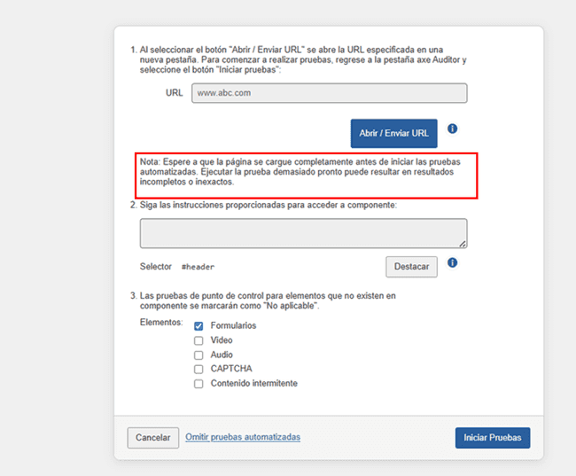 Nota de instrucciones para el usuario