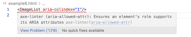 Image shows an error when using the ara-colindex attribute with the MUI ImageList component.