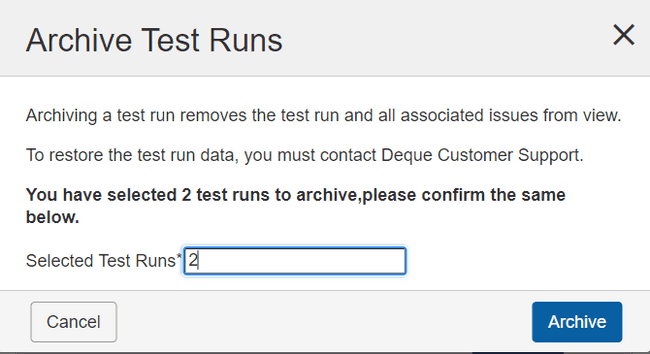 archive confirm test run