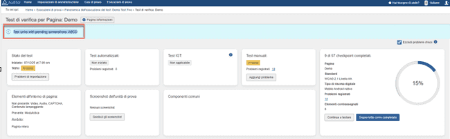 Importa lo screenshot con il problema