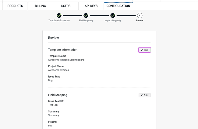 Screenshot of add new template review (step 4 of 4)