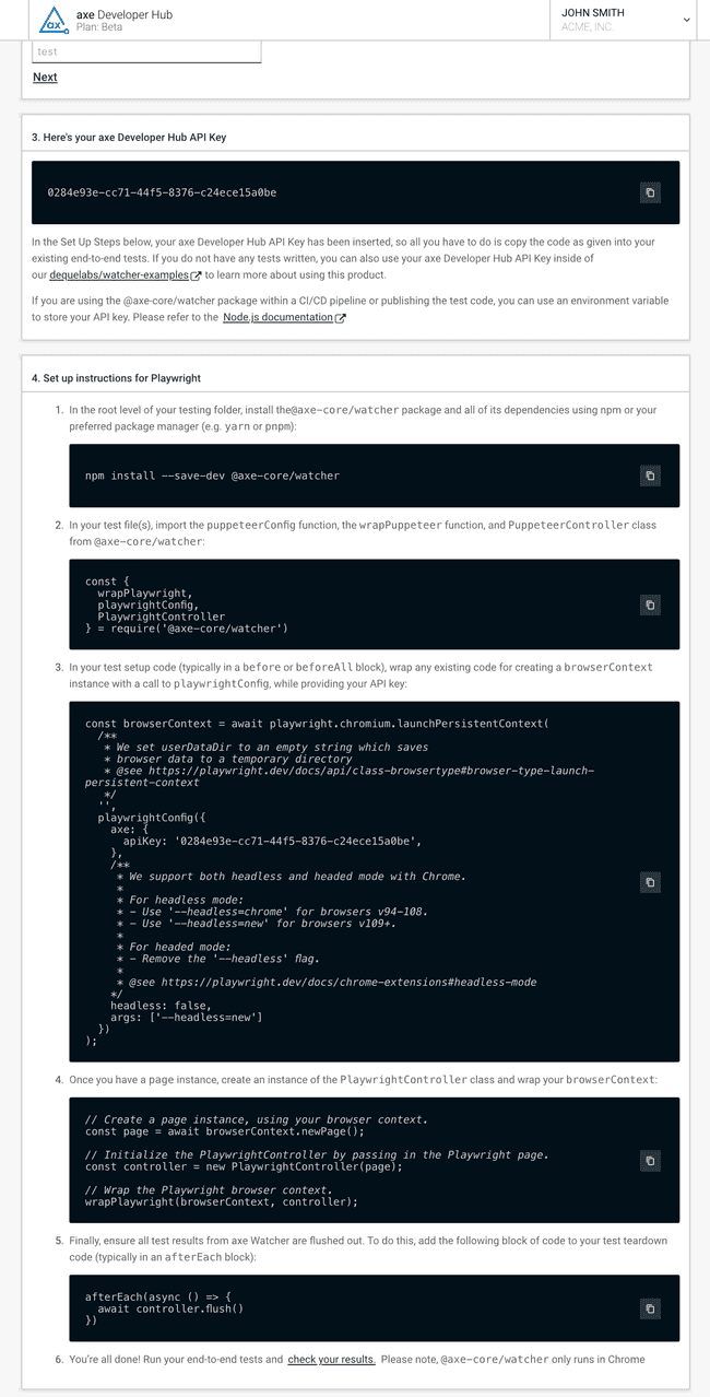 This image shows the final step when creating a new axe Developer Hub project.