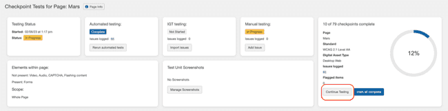 checkpoint tests for page screen
example