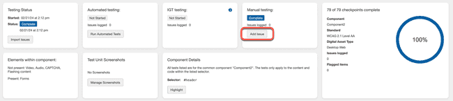 Adding a manual Issue using the Add Issue button