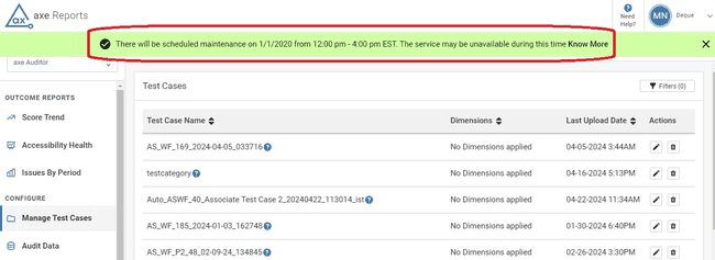 Scheduled Downtime Banner