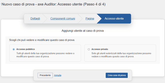 Aggiungi utenti al caso di test