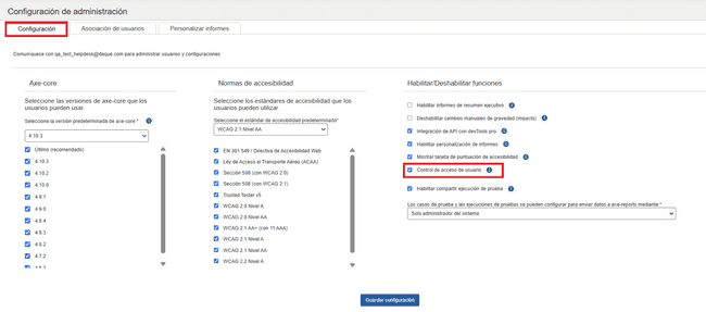 Configuración de administrador