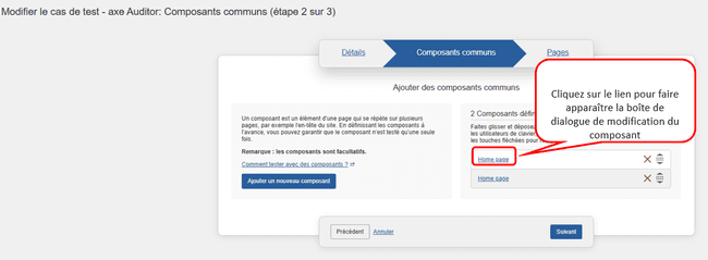 Lien d'édition de composant