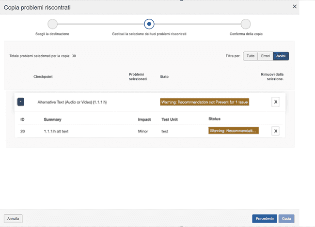 Menu a tendina Problemi di copia