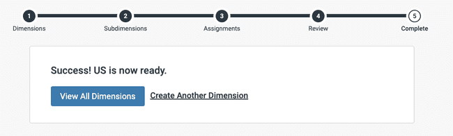 Success of creation of Dimension