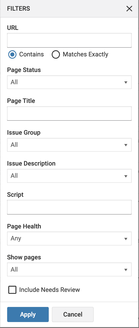filtering pages exp