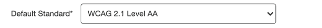 Selecting a default standard from the drop-down menu list