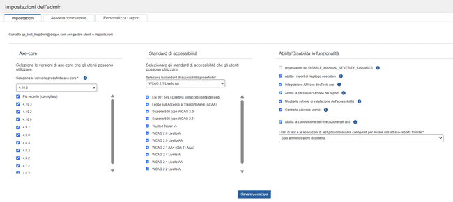 Impostazioni amministratore