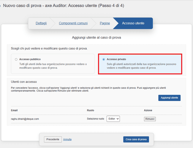 Accesso privato
