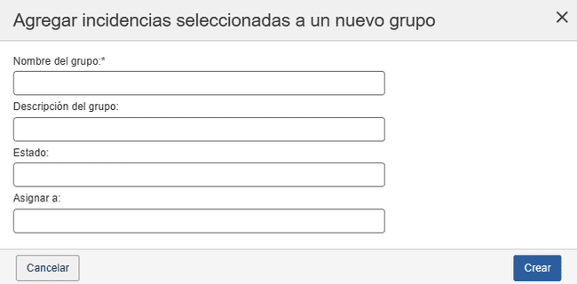 nuevos campos de grupo: nombre, descripción, estado y asignado-a