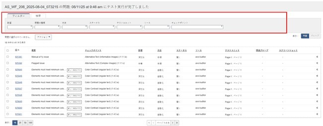 フィルターのドロップダウンメニュー（チェックボックス付き）