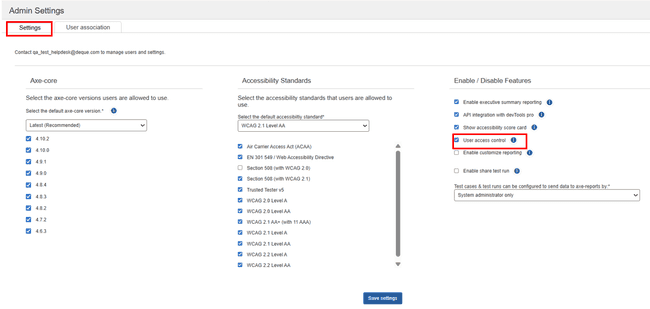 Admin Settings