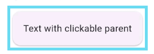 Card reading 'Text with clickable parent', with focus outline on the outside