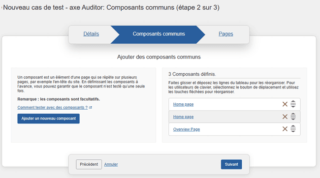 Activation du bouton Ajouter un nouveau composant sur le panneau Composants communs