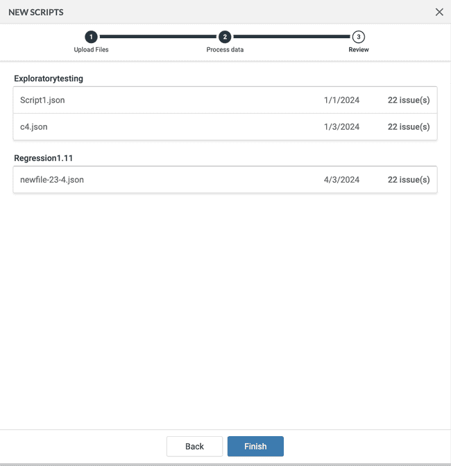 Script configuration review screen