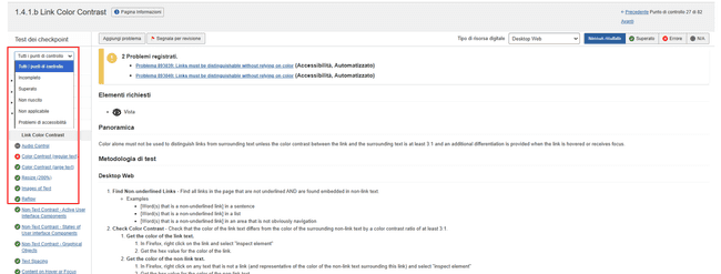 Checkpoint filtrabili e categorizzati