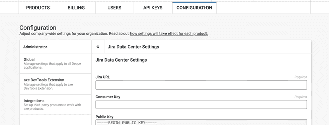 Screenshot of Jira Data Center Settings page
