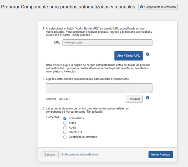 haciendo clic en Omitir pruebas automatizadas