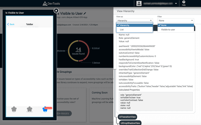 Screenshot within the view hierarchy of the current view where you can select 'View as' and 'Filter' options from dropdowns.