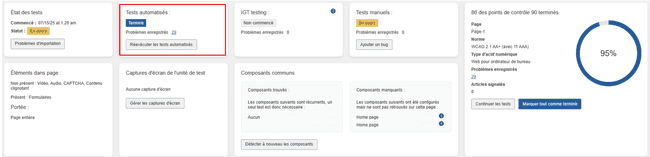 Réexécution à partir de la page d'aperçu de l'exécution du test
