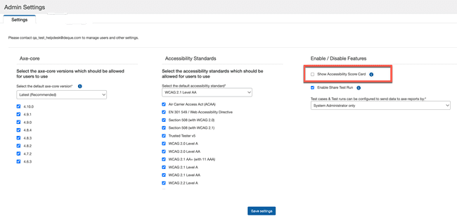 Show Accessibility Score Card