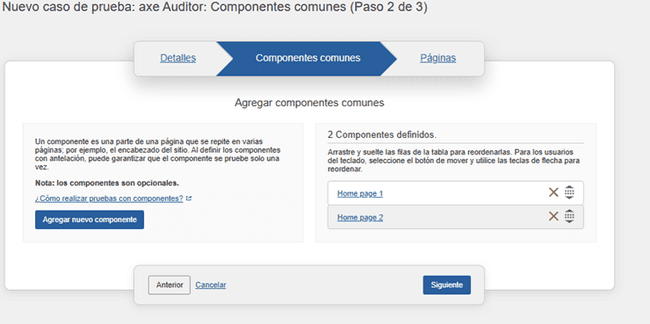 Reordenamiento de componentes